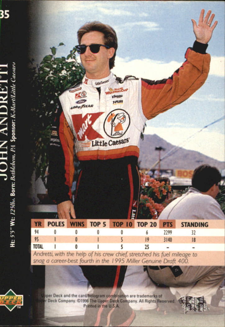 B0552- 1996 Upper Deck Racing Cards 1-150 +Inserts -You Pick- 15+ FREE US SHIP - Picture 71 of 295
