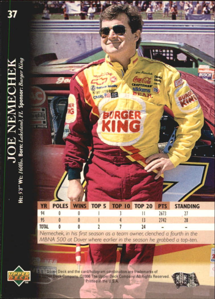 B0552- 1996 Upper Deck Racing Cards 1-150 +Inserts -You Pick- 15+ FREE US SHIP - Picture 75 of 295