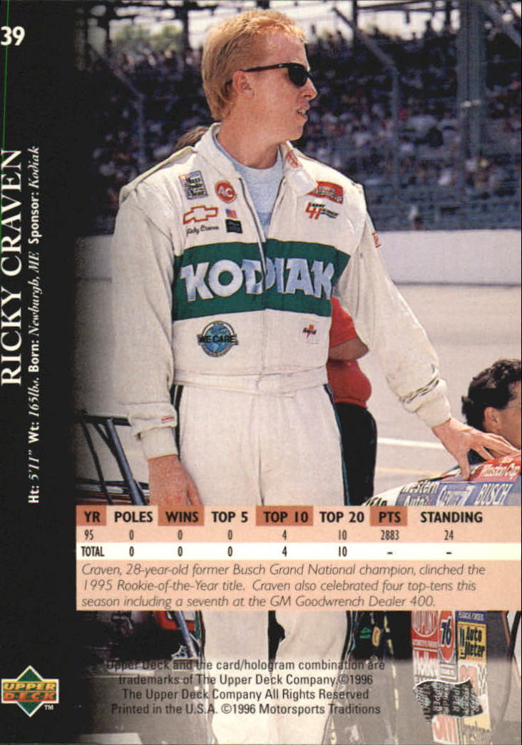 B0552- 1996 Upper Deck Racing Cards 1-150 +Inserts -You Pick- 15+ FREE US SHIP - Picture 79 of 295