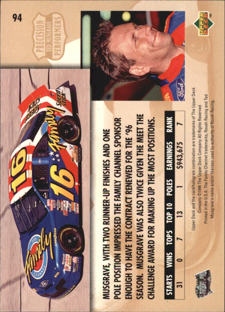 B0552- 1996 Upper Deck Racing Cards 1-150 +Inserts -You Pick- 15+ FREE US SHIP - Picture 179 of 295