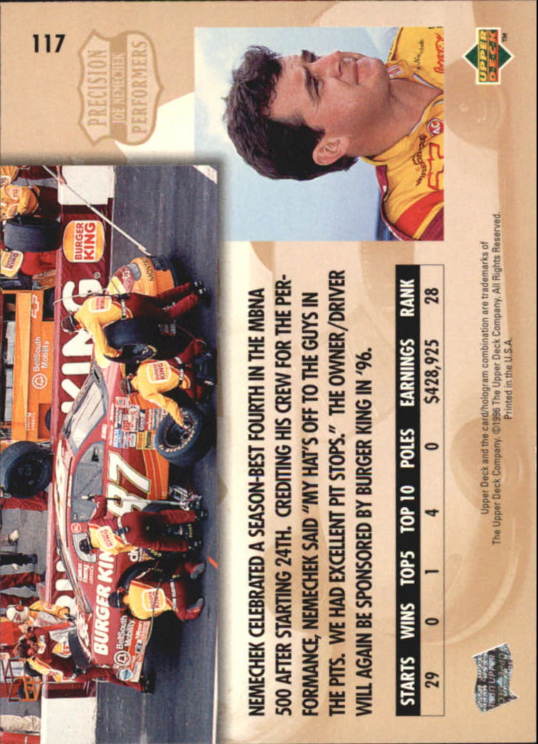 B0552- 1996 Upper Deck Racing Cards 1-150 +Inserts -You Pick- 15+ FREE US SHIP - Picture 225 of 295