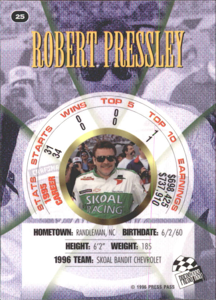 1996 Press Pass Premium Holofoil #25 Robert Pressley