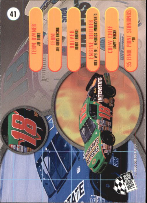 1996 Press Pass #41 Bobby Labonte's Car back image