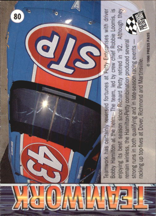 1996 Press Pass #80 R.Petty/Loomis/Hamilton back image