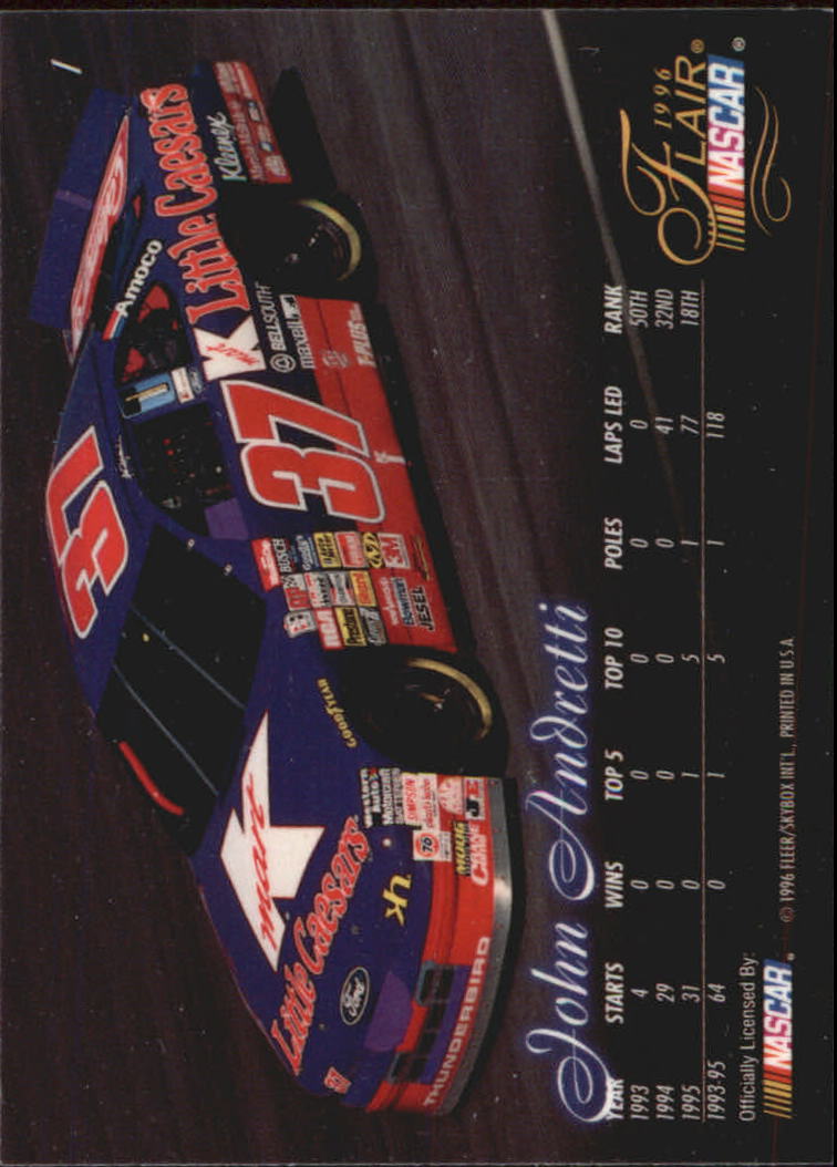 1996 Flair #1 John Andretti back image