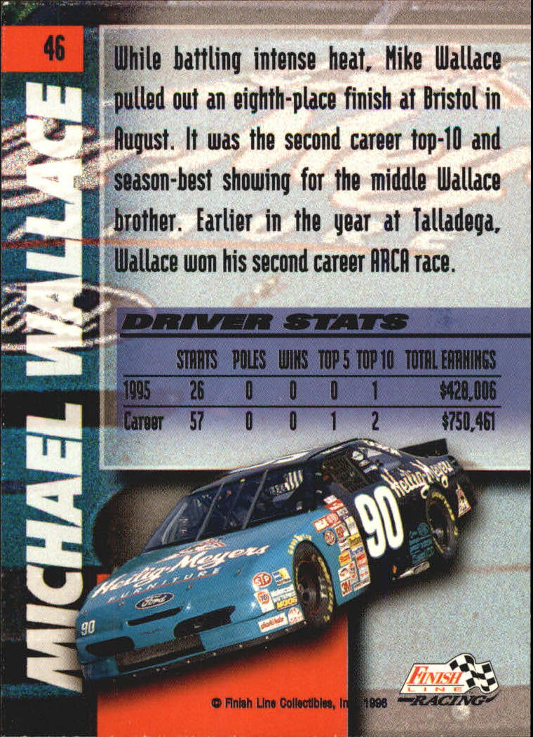 1996 Finish Line Silver #46 Mike Wallace back image