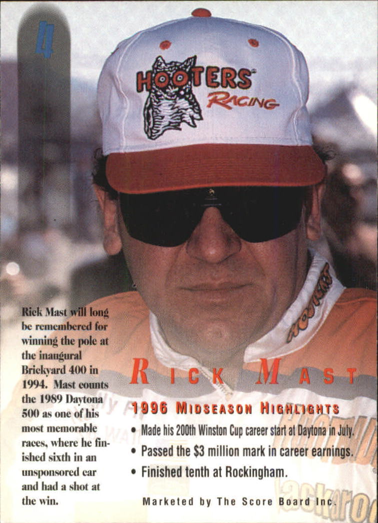 1996 Autographed Racing #4 Rick Mast back image