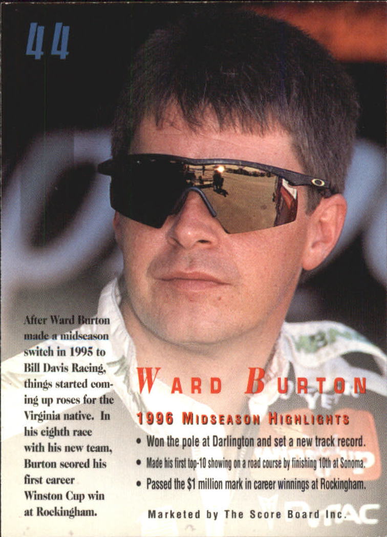 1996 Autographed Racing #44 Ward Burton back image