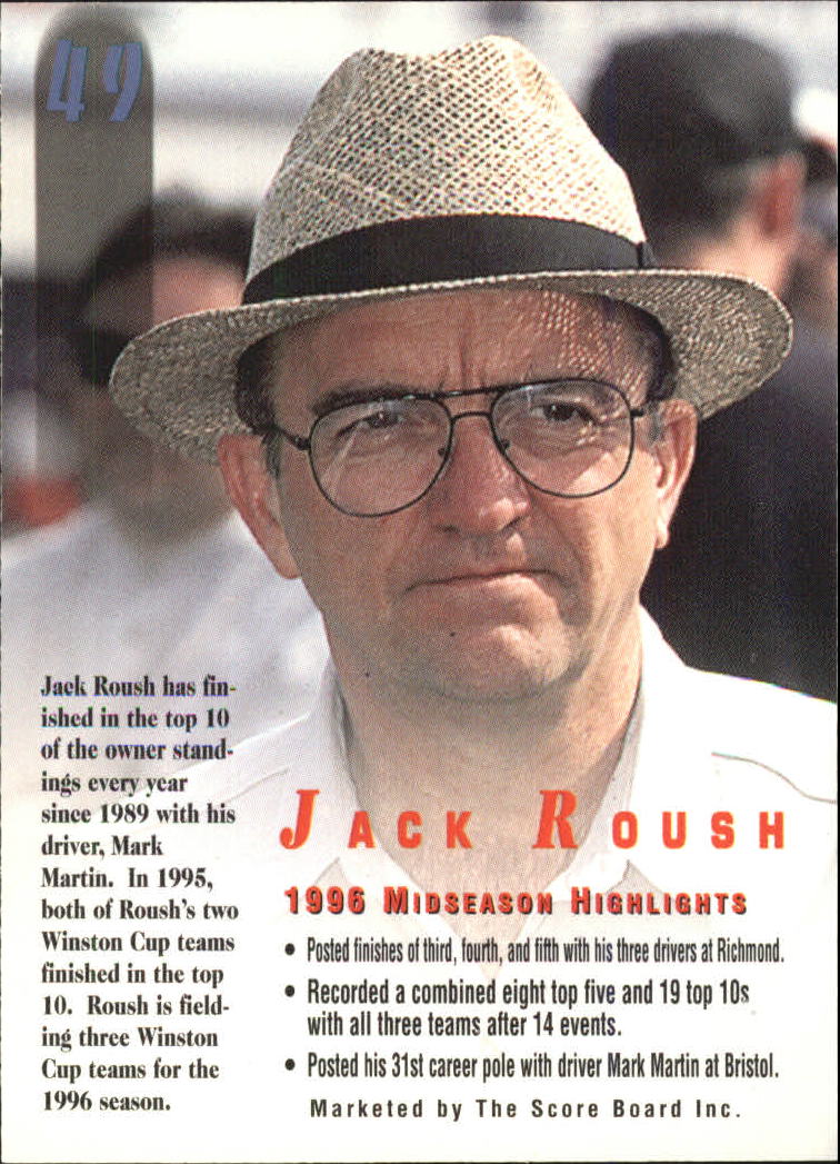 1996 Autographed Racing #49 Jack Roush back image