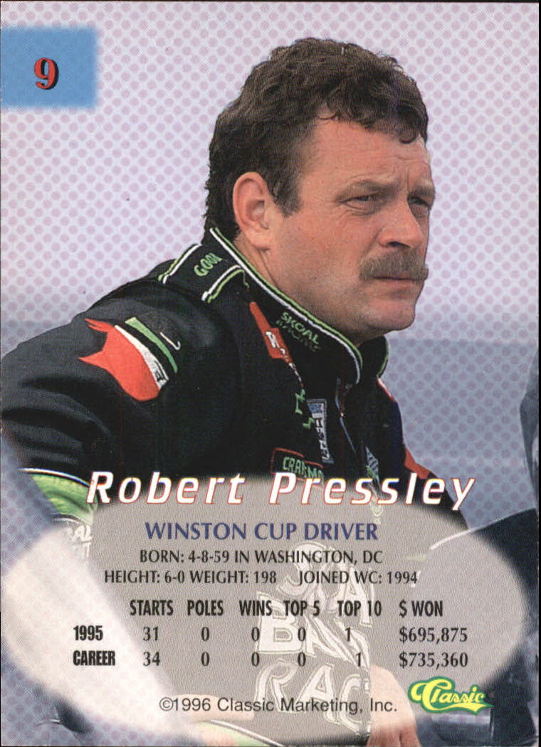 1996 Classic #9 Robert Pressley back image