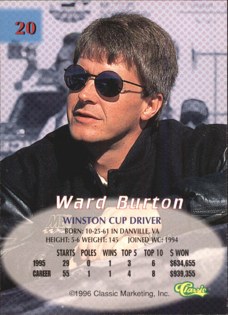 1996 Classic #20 Ward Burton back image