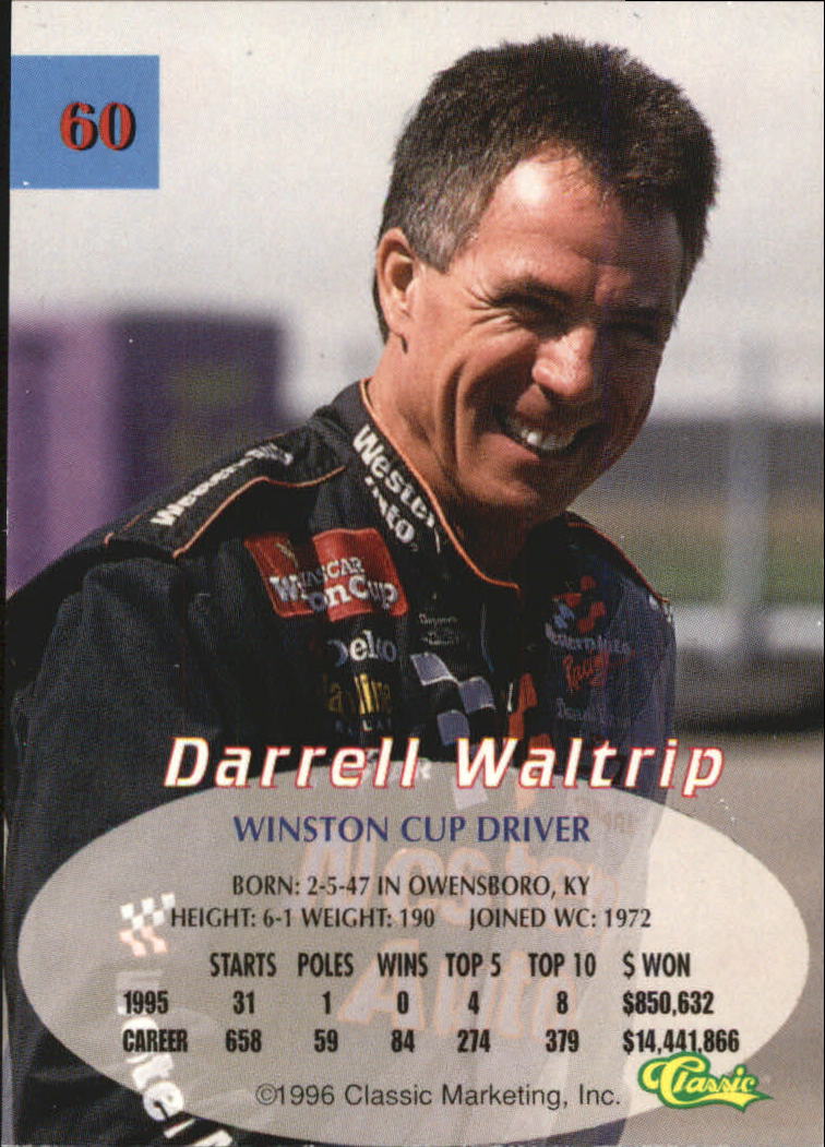 1996 Classic #60 Darrell Waltrip SP back image