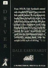 1996 Action Packed Credentials #21 Dale Earnhardt back image