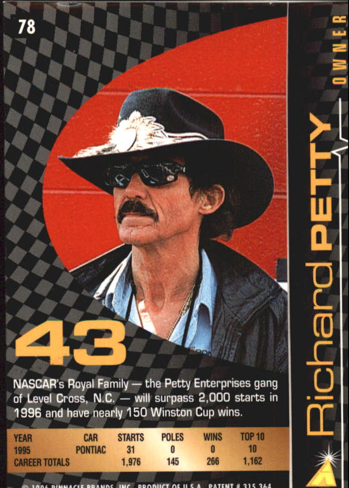 1996 Action Packed Credentials #78 Richard Petty OWN back image