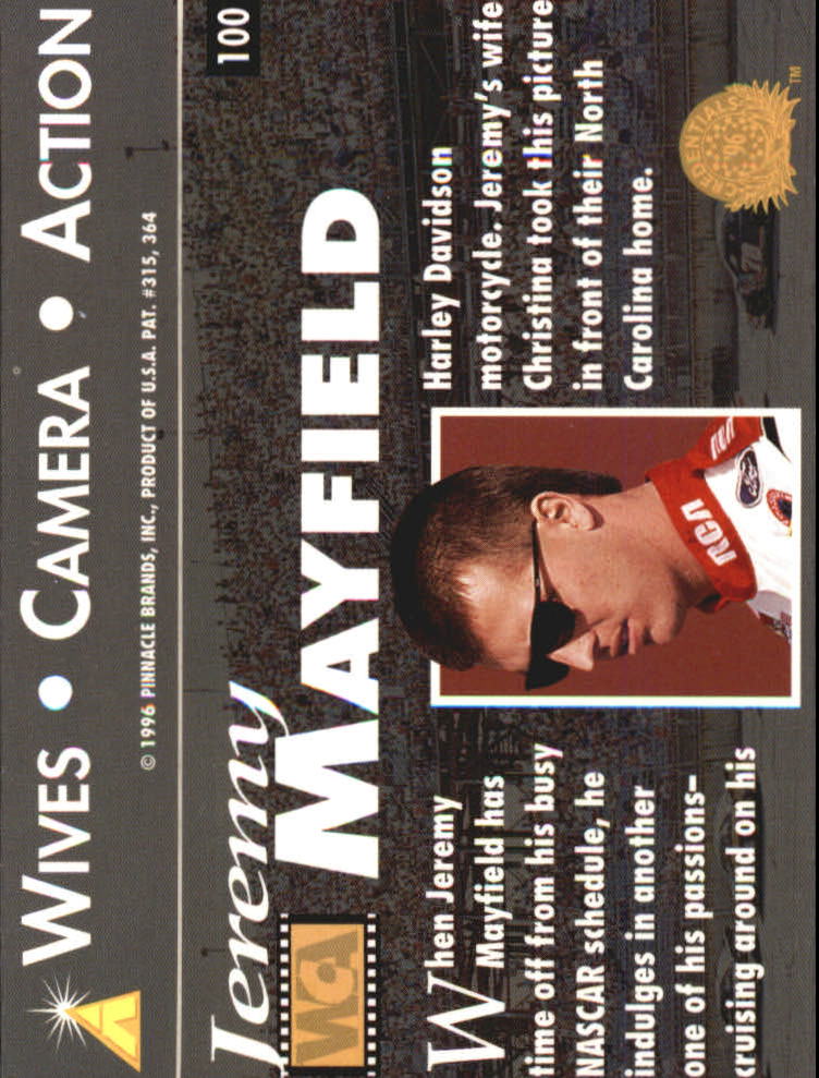 1996 Action Packed Credentials #100 Jeremy Mayfield WCA back image