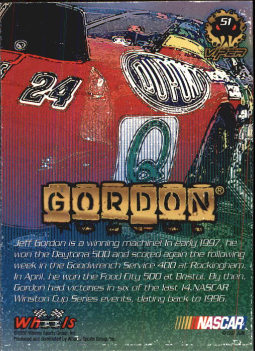 1997 Viper #51 Jeff Gordon back image
