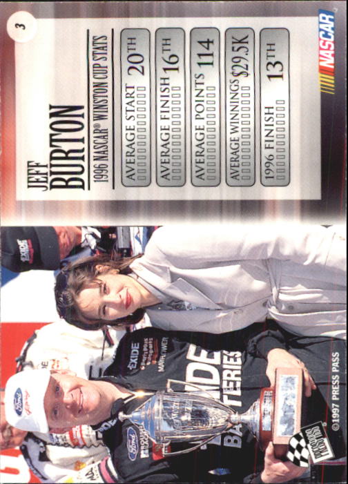 1997 VIP #3 Jeff Burton back image