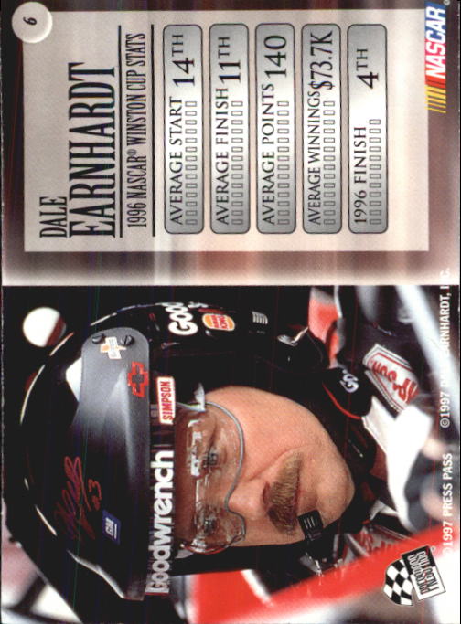 1997 VIP #6 Dale Earnhardt back image