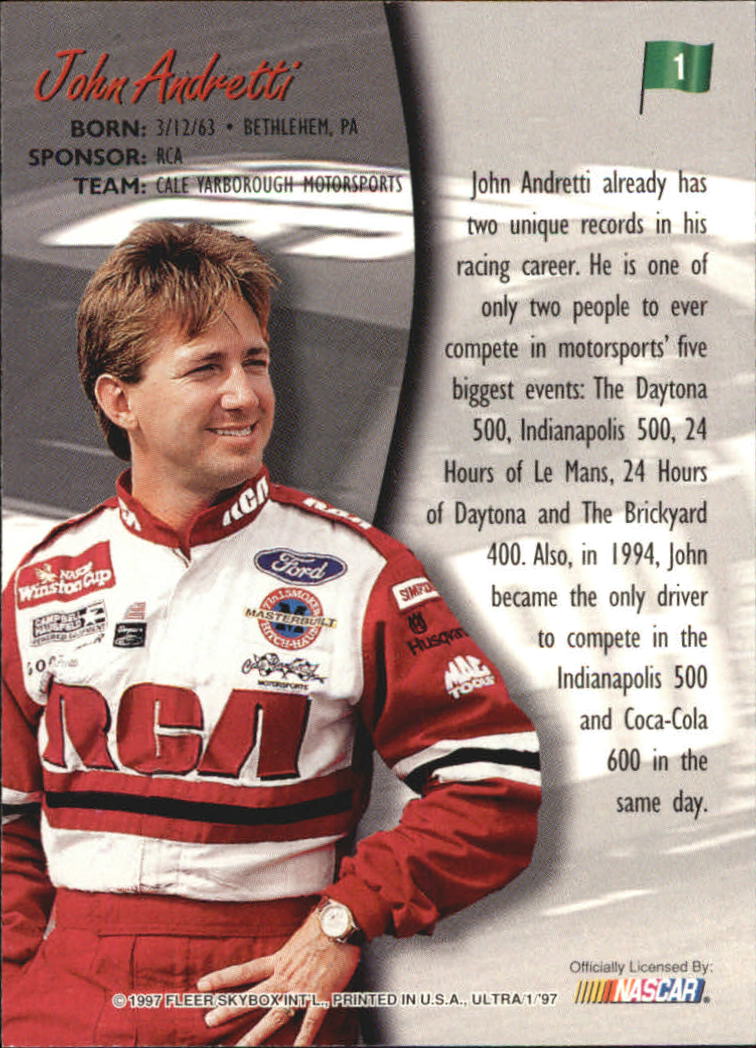 1997 Ultra #1 John Andretti back image
