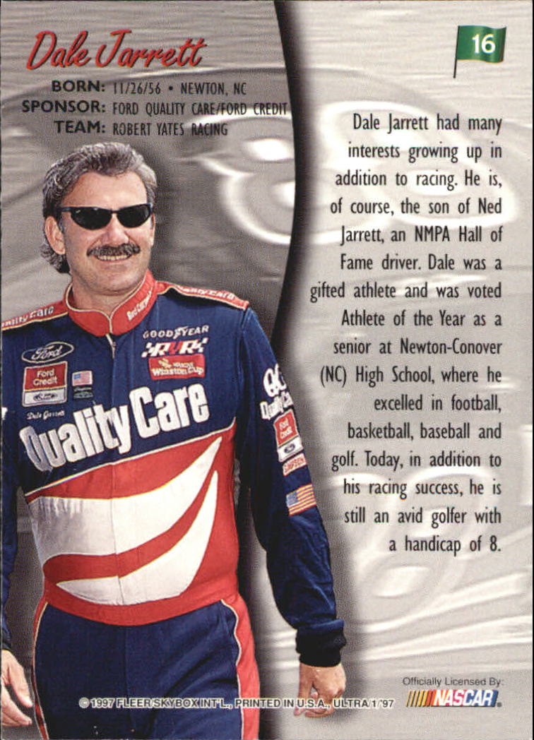 1997 Ultra #16 Dale Jarrett back image