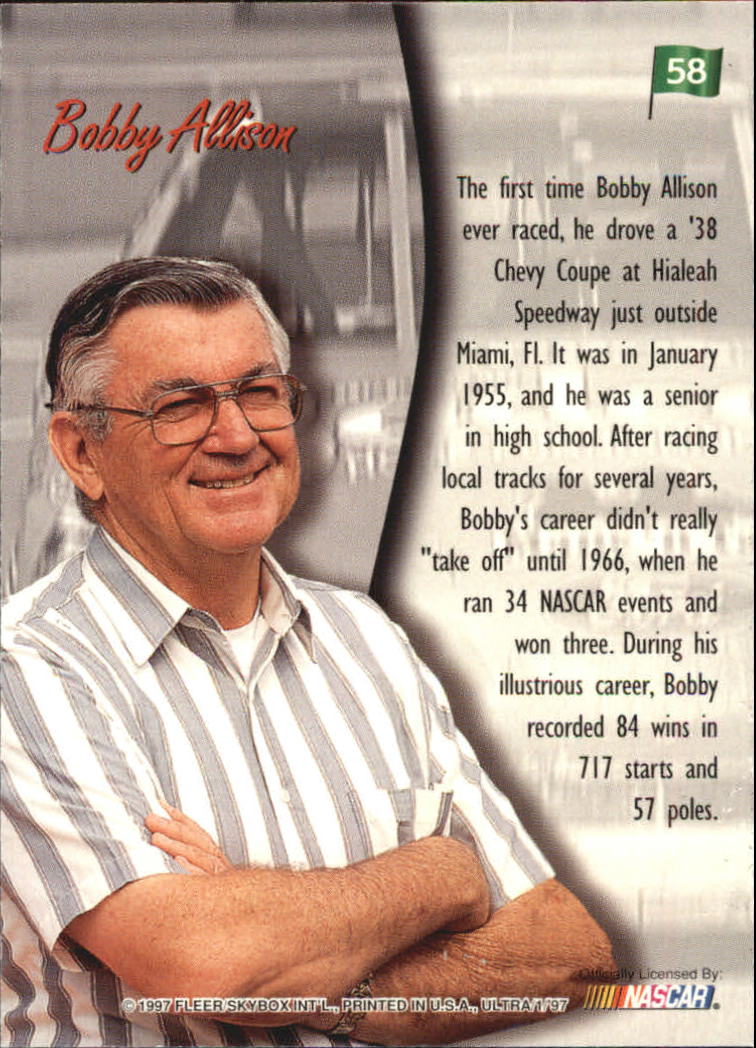 1997 Ultra #58 Bobby Allison back image