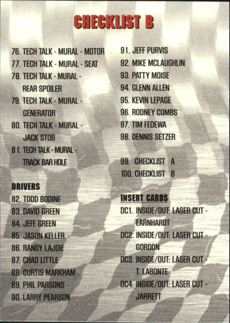 1997 Ultra #100 Checklist - NM-MT