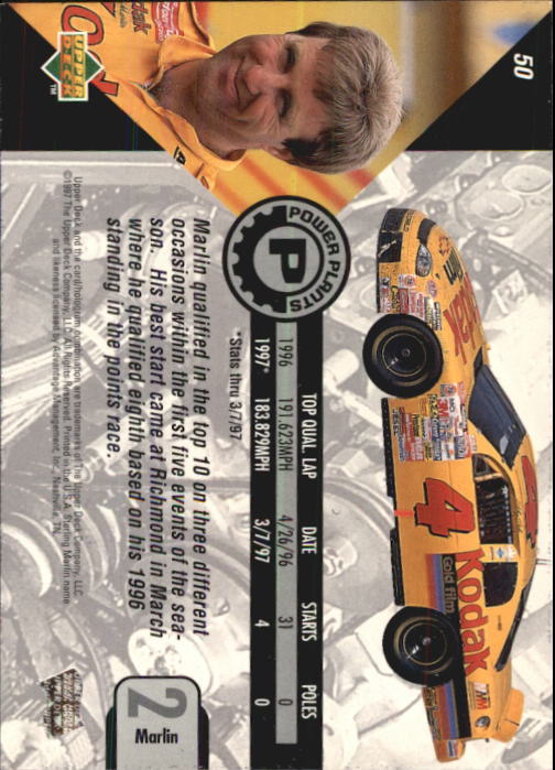 1997 Upper Deck Road To The Cup #50 Sterling Marlin's Car back image