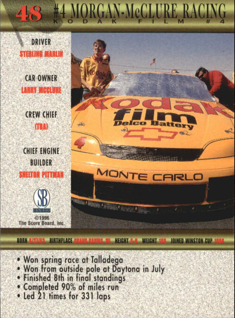 1997 SB Motorsports #48 Sterling Marlin's Car back image