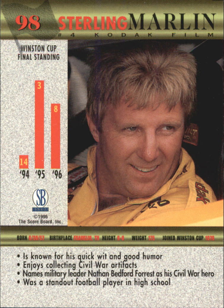 1997 SB Motorsports #98 Sterling Marlin back image