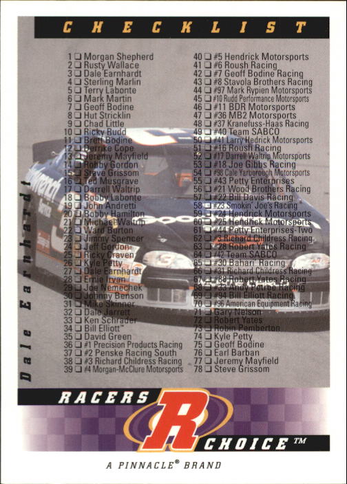 B5864- 1997 Racer's Choice Racing Card #s 1-106 -You Pick- 15+ FREE US SHIP - Picture 212 of 213
