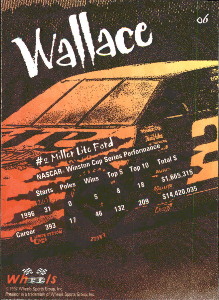 1997 Predator #6 Rusty Wallace back image