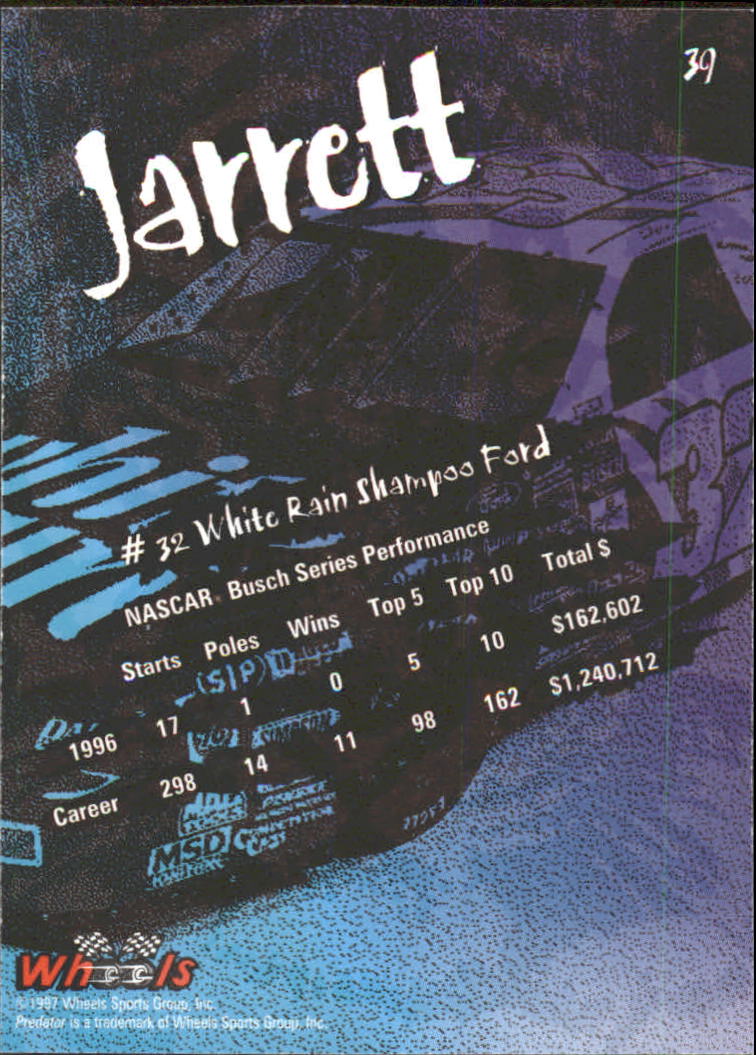 1997 Predator #39 Dale Jarrett back image
