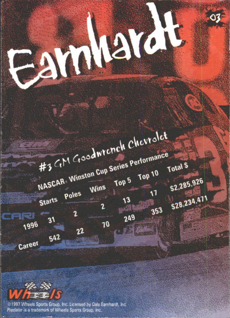 1997 Predator First Slash #3 Dale Earnhardt back image