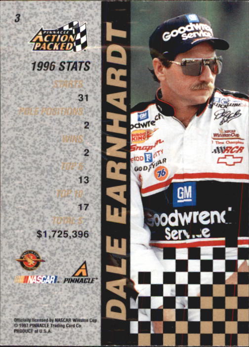 1997 Action Packed #3 Dale Earnhardt back image