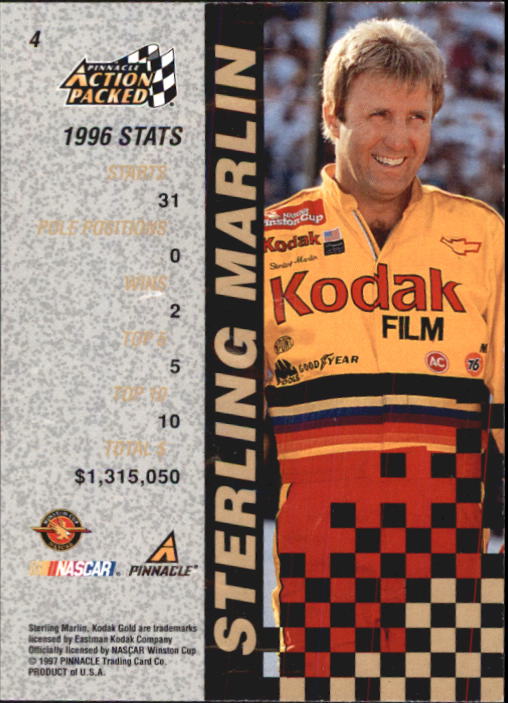 1997 Action Packed #4 Sterling Marlin back image