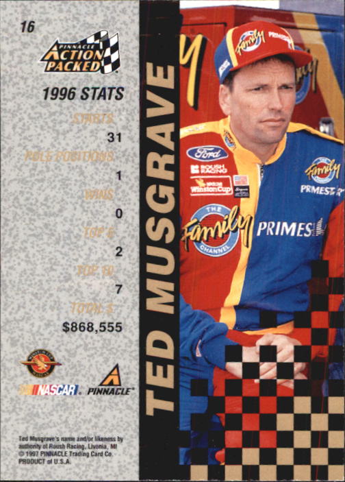 1997 Action Packed #16 Ted Musgrave back image