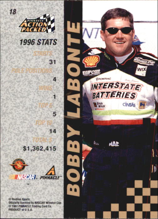 1997 Action Packed #18 Bobby Labonte back image