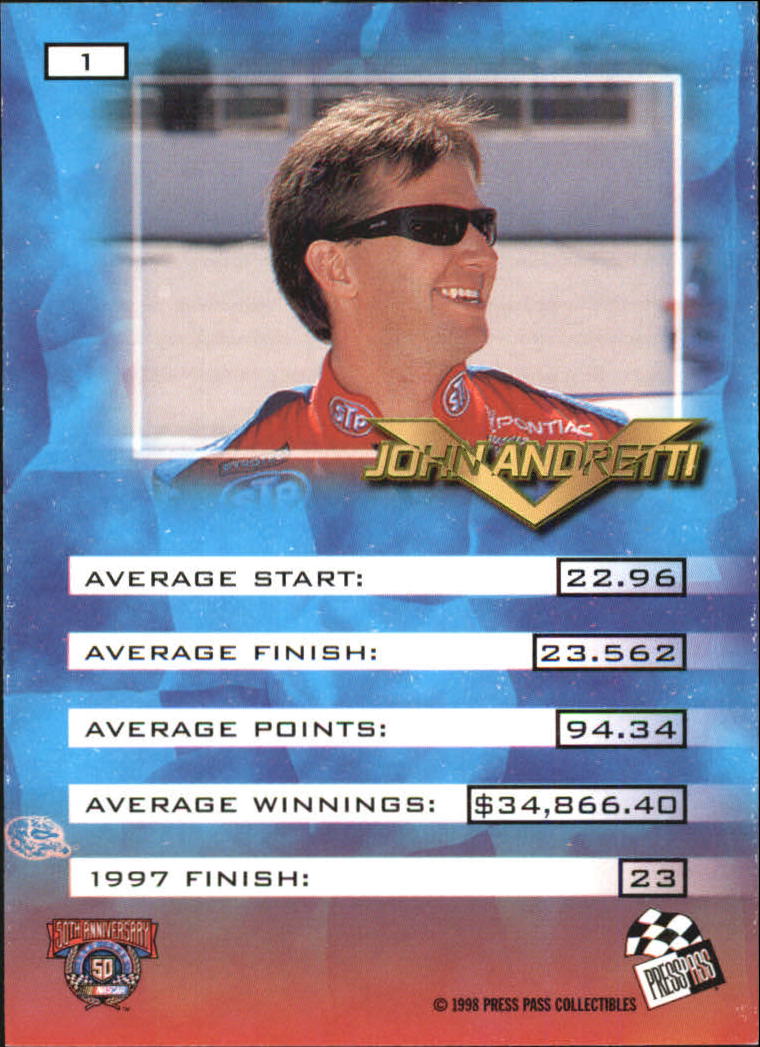 1998 VIP #1 John Andretti back image