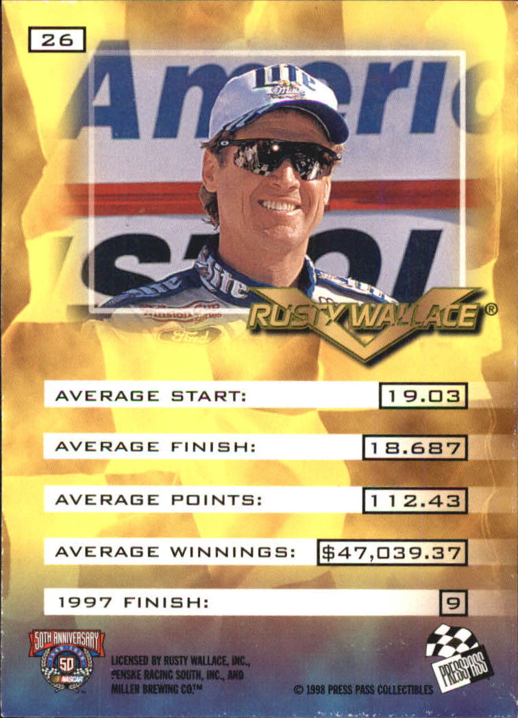 A3041- 1998 VIP Auto Racing Card #s 1-50 +Rookies -You Pick- 15+ FREE US SHIP - Picture 53 of 99