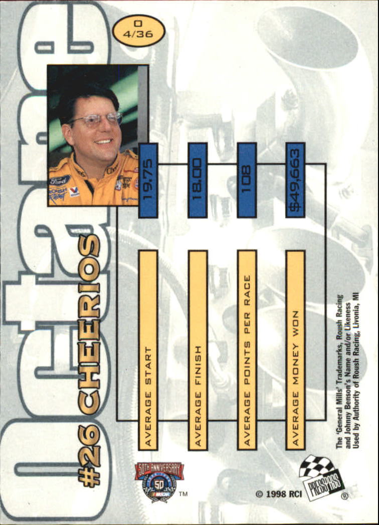 1998 Press Pass Stealth Racing Card Pick (Inserts) - Bild 25 von 34
