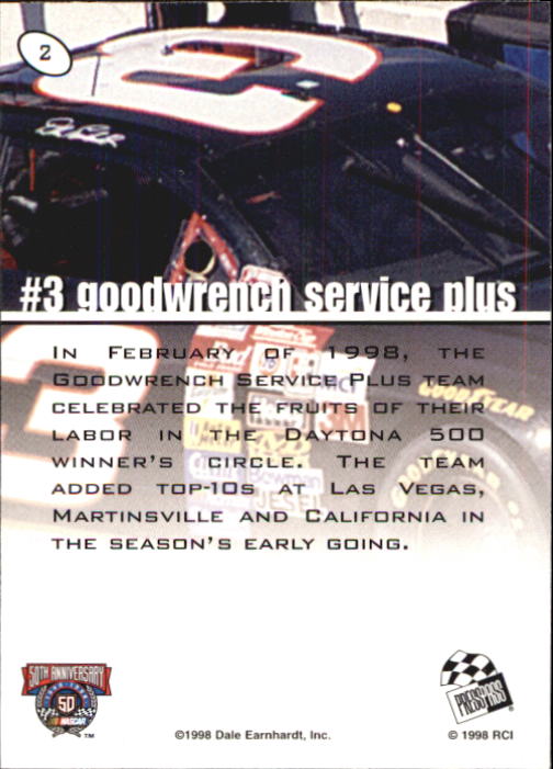 1998 Press Pass Stealth #2 Dale Earnhardt's Car back image