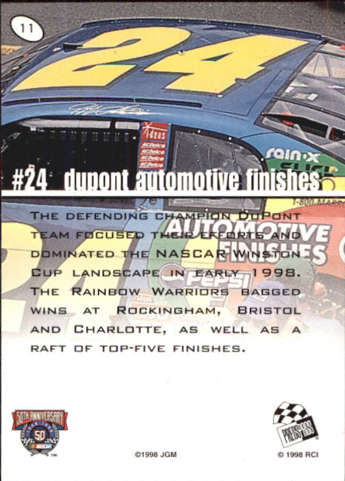 1998 Press Pass Stealth #11 Jeff Gordon's Car back image