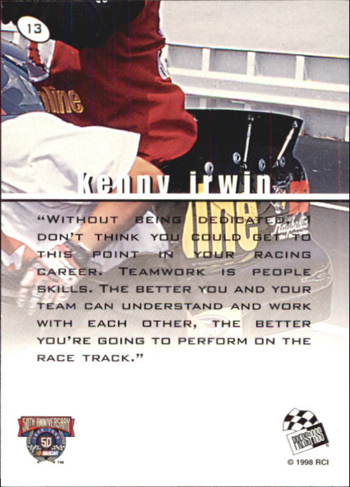 1998 Press Pass Stealth #13 Kenny Irwin back image