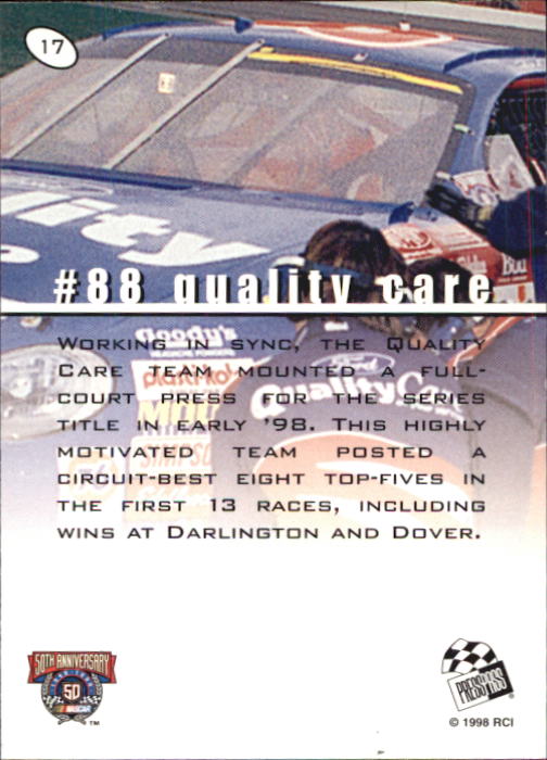 1998 Press Pass Stealth #17 Dale Jarrett's Car back image