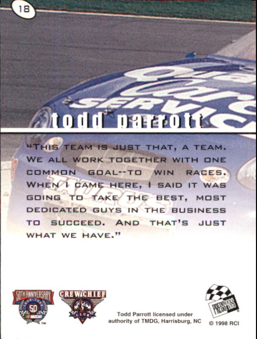 1998 Press Pass Stealth #18 Todd Parrott back image