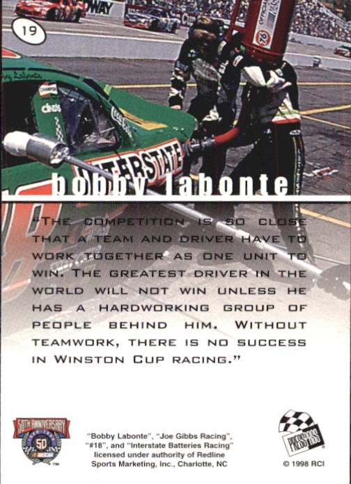 1998 Press Pass Stealth #19 Bobby Labonte back image