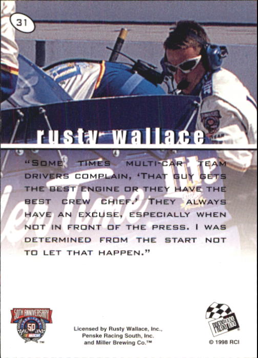 1998 Press Pass Stealth #31 Rusty Wallace back image