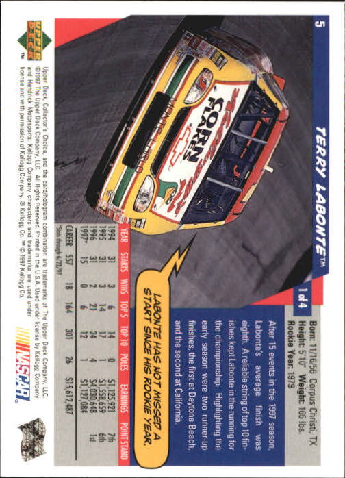 1998 Collector's Choice #5 Terry Labonte back image