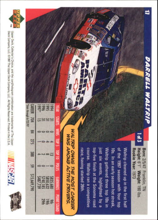 1998 Collector's Choice #17 Darrell Waltrip back image