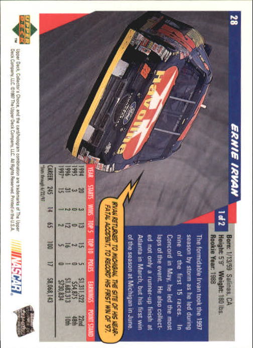 1998 Collector's Choice #28 Ernie Irvan back image
